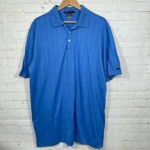Nike Tiger Woods Collection Polo Shirt Mens XL Blue Dri Fit Striped Short Sleeve